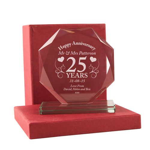 25th Wedding Anniversary Glass Gift