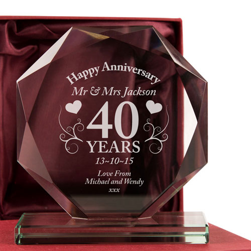 40th Wedding Anniversary Glass Gift