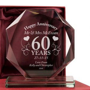 60th Wedding Anniversary Glass Gift