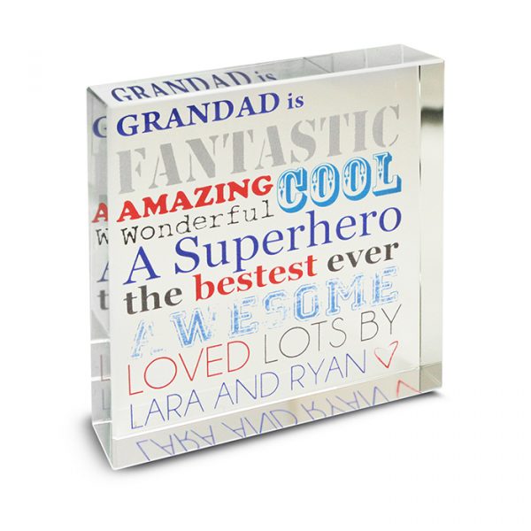 Father's Day Personalised Glass Block