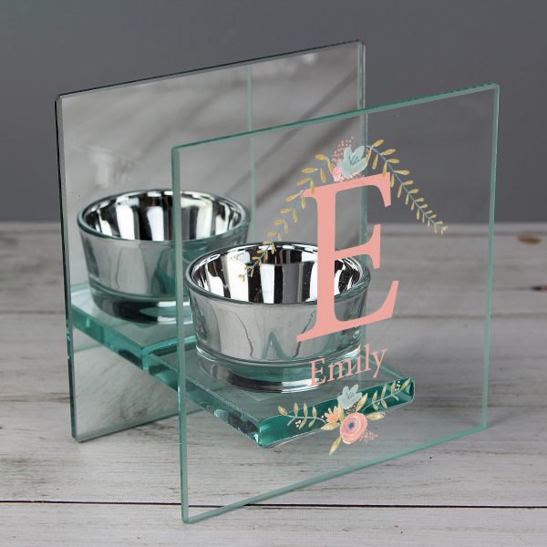 Personalised Floral Initial Tealight Holder