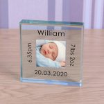 New Baby Photo Keepsake Glass Block