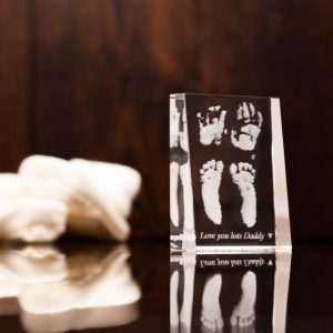 Baby Footprint Handprint Engraved Crystal