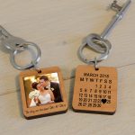 Mr & Mrs Wooden Photo Keychain