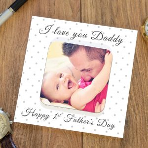 1st Father's Day Photo Coaster Card
