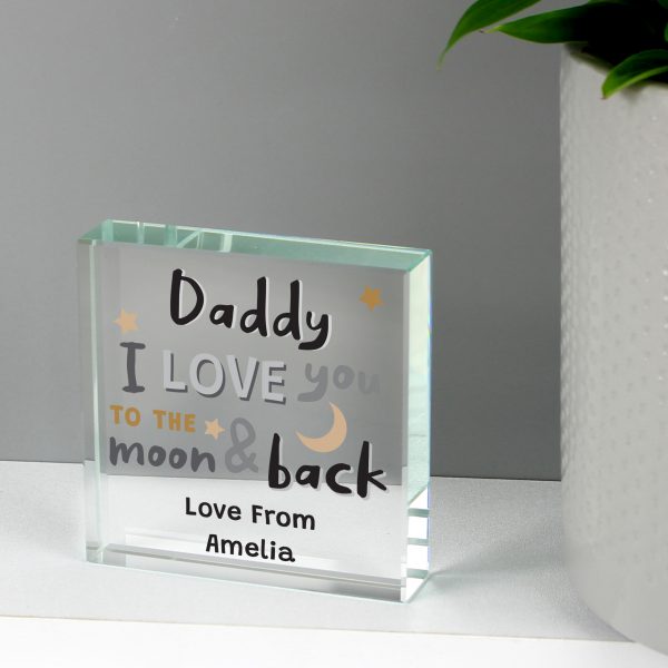 Personalised To the Moon & Back Large Crystal Token