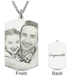 Engraved Dog Tag Photo Necklace