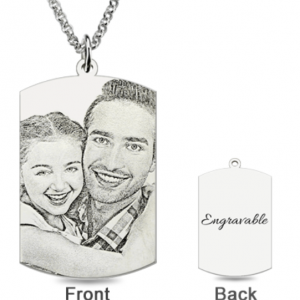Engraved Dog Tag Photo Necklace