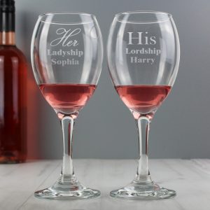 Personalised His & Her Wine Glass Set
