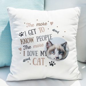 Personalised I Love My Cat Photo Cushion